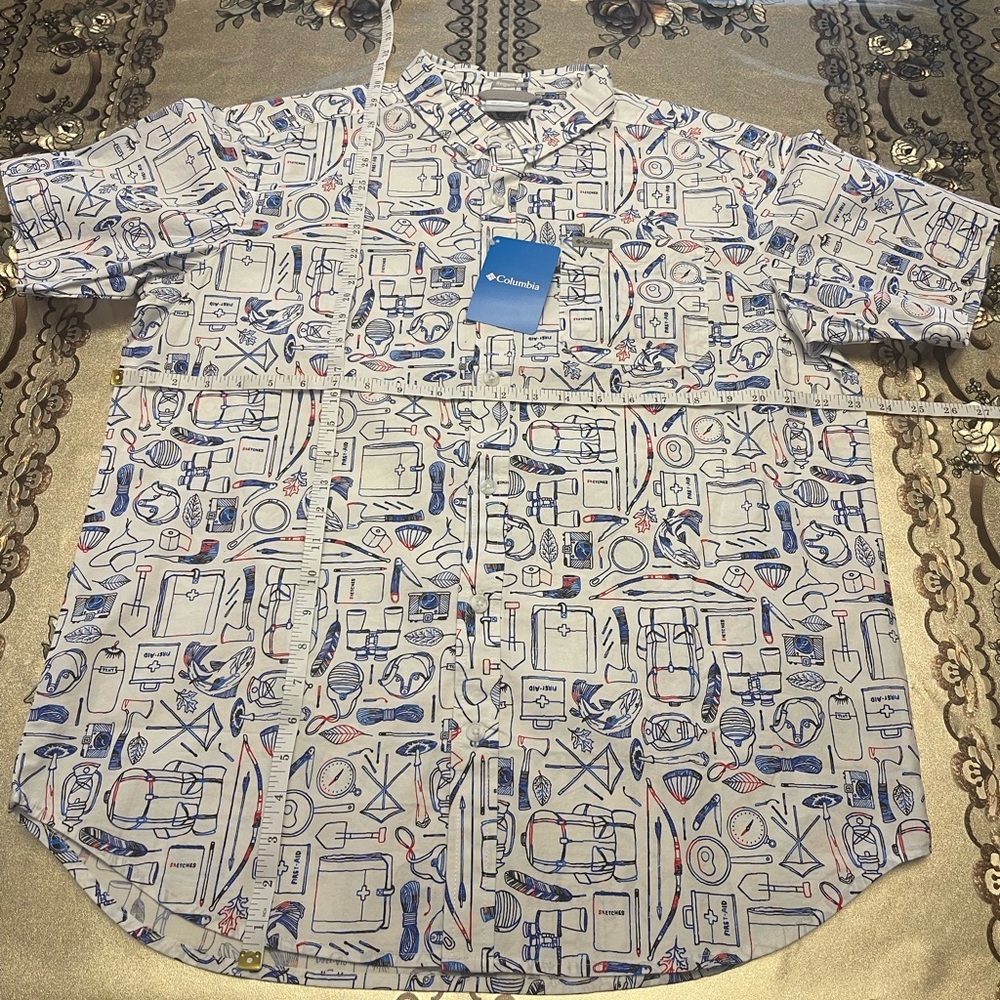Columbia Men's Rapid Rivers Printed Short Sleeve Size XXL/ M. Mountain Red Camp - Picture 4 of 11